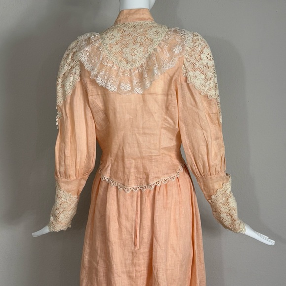 Vintage 1980s LORRIE KABALA Victorian 2pc Lace Linen Set, Juliet Sleeves Size 8 - Picture 6 of 16